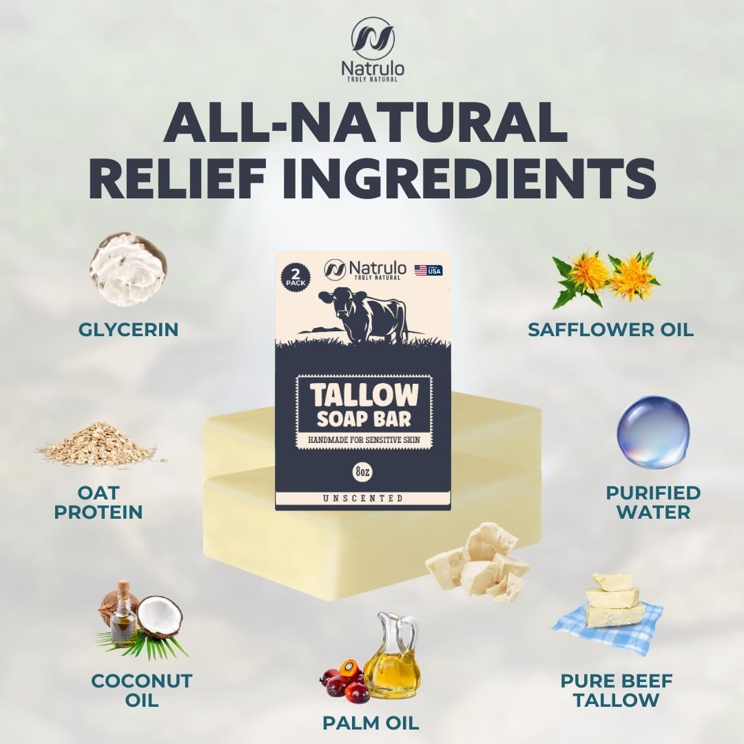 Pure Grass-Fed Tallow Soap Bar – Gentle Moisturizing for Eczema & Irritated Skin
