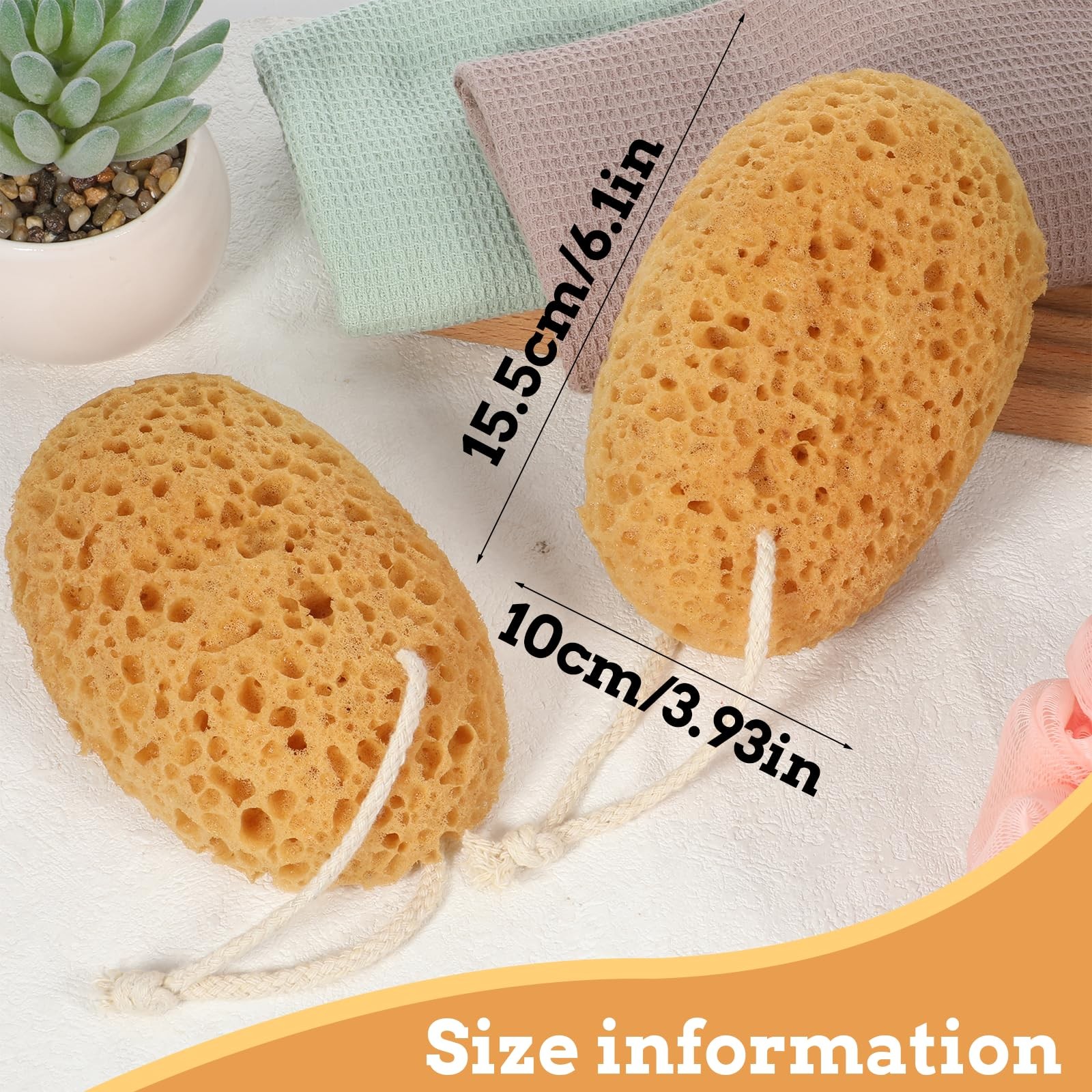 Shower Sponge, 2 Pcs Large Bath Sponges for 1 Count (Pack of 2), Yellow