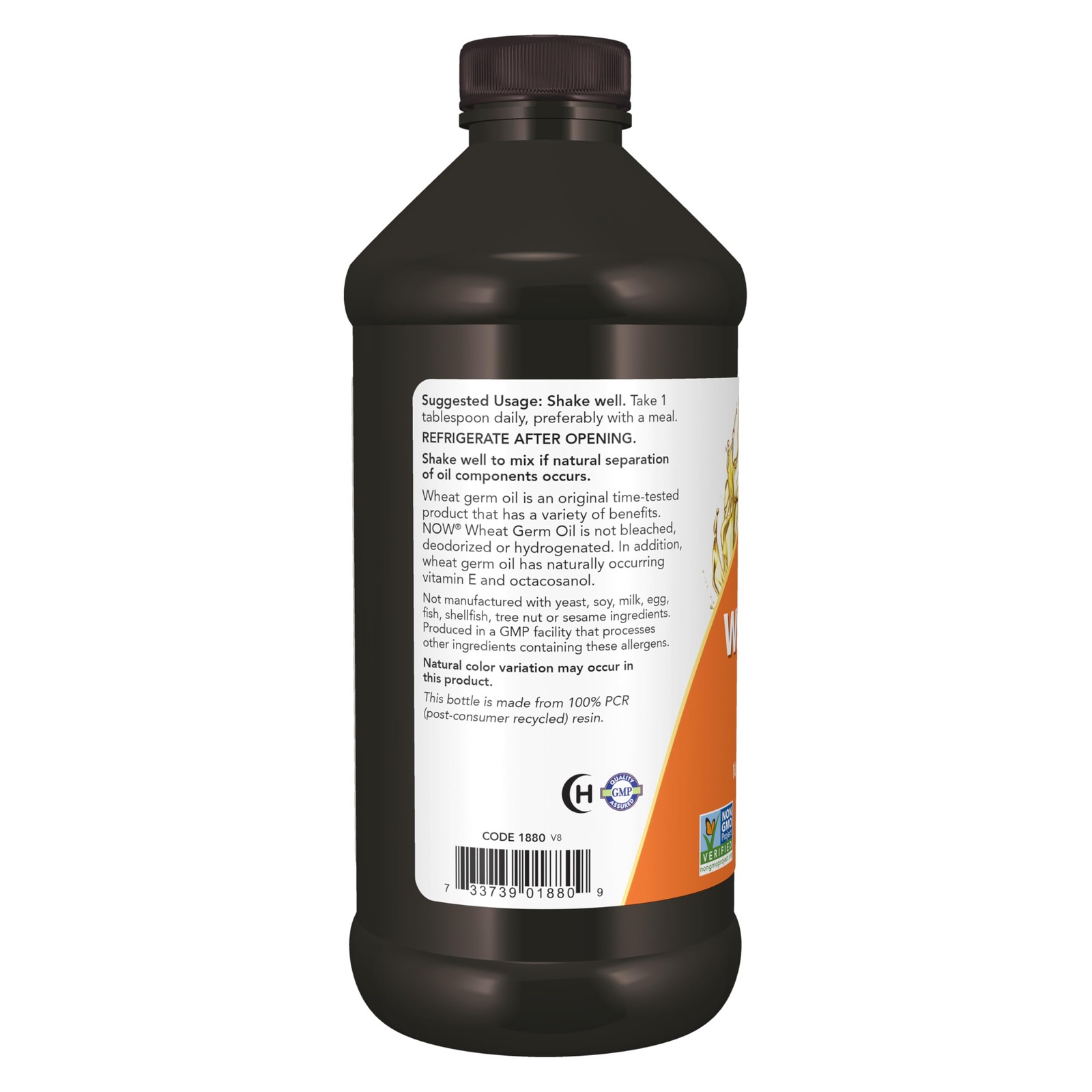 NOW Foods Supplements, Wheat Germ Oil with 16 Fl Oz (Pack of 1), Amber