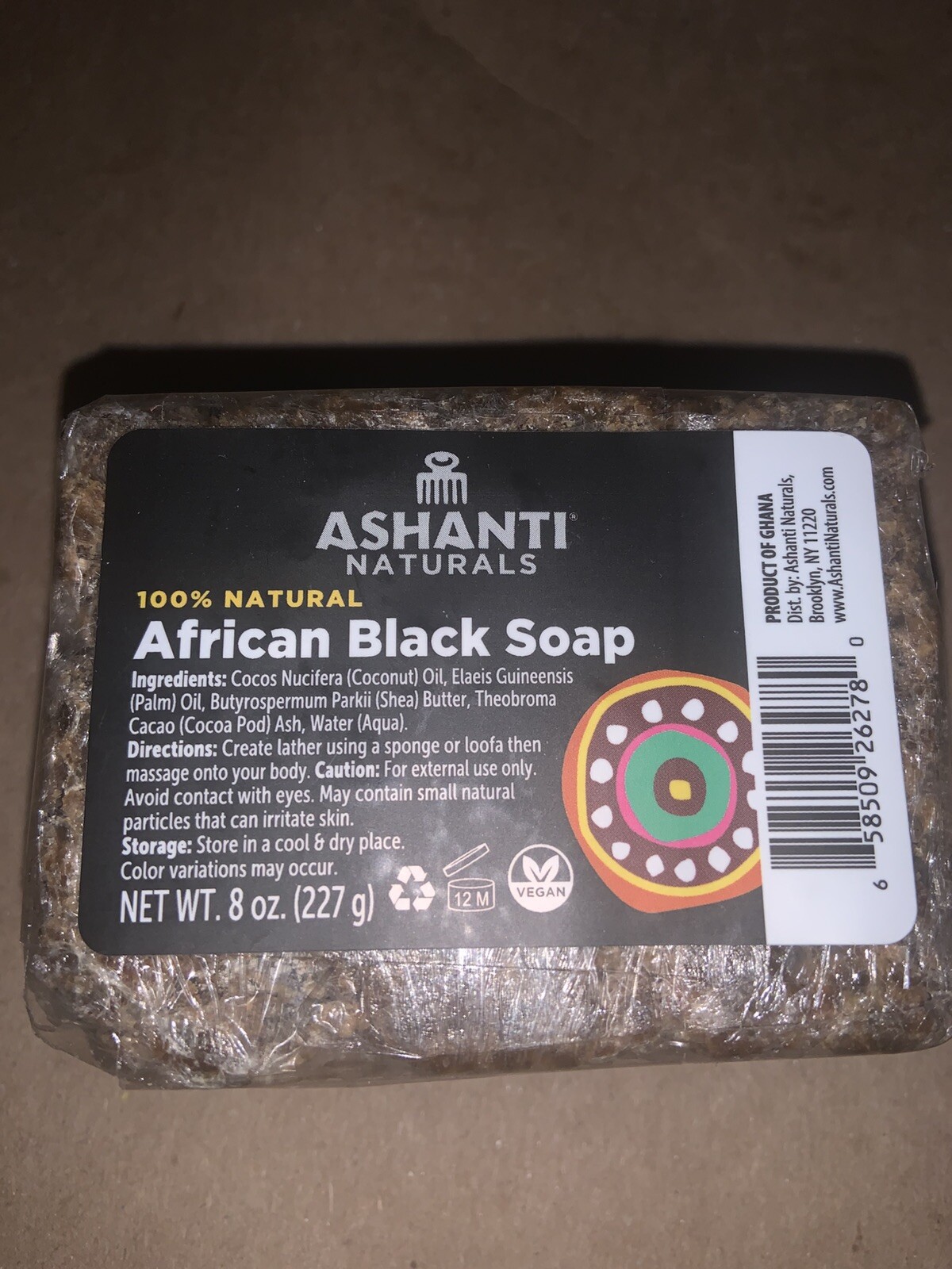6x Ashanti 100% Natural African Black Soap 8 Oz