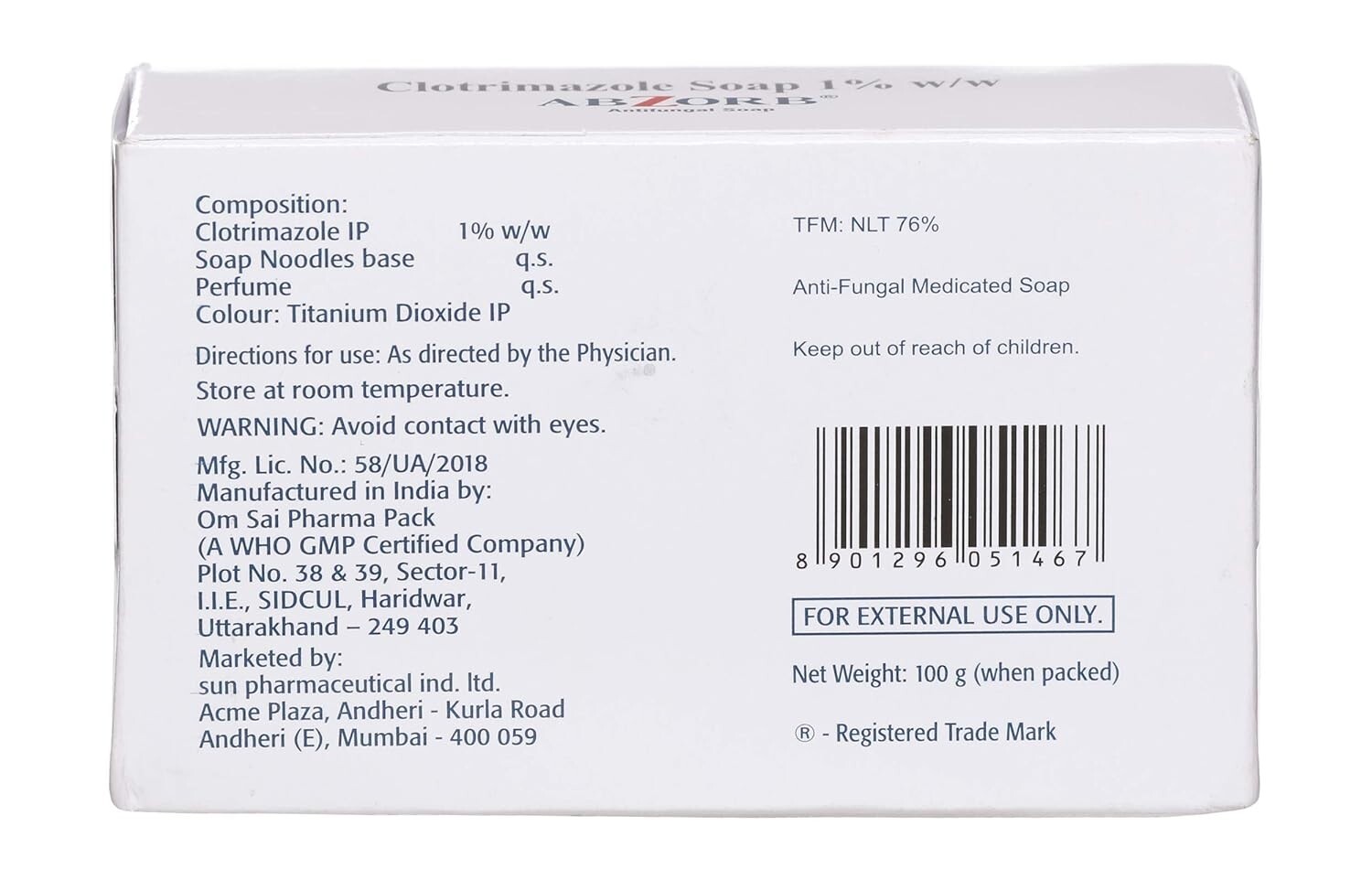 Abzorb Antifungal Cleansing Bar 100gm (pack of 4)