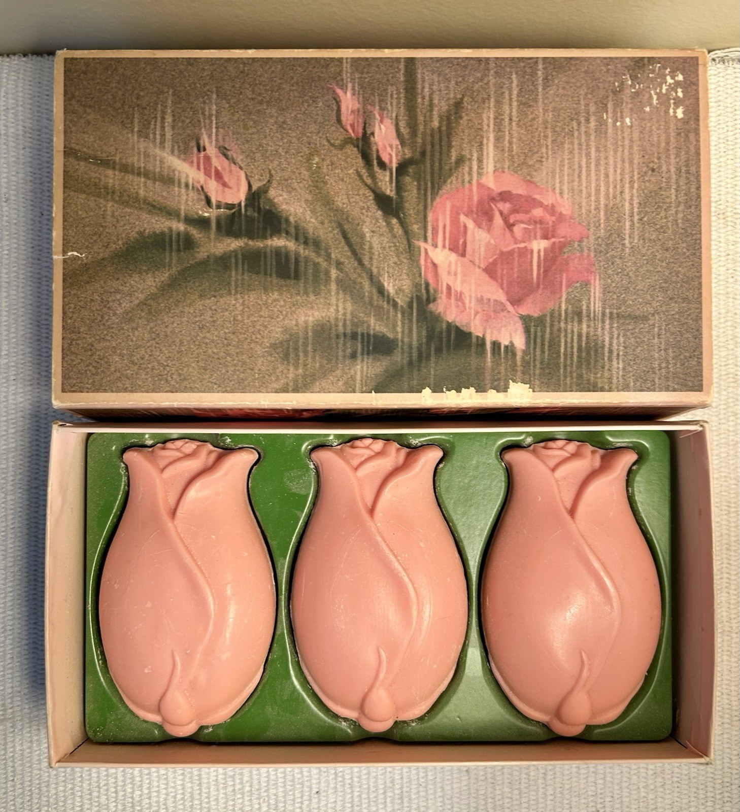Vintage Avon TOUCH of ROSES 3 Perfume Soaps 3 Oz. Each 1970s NIB