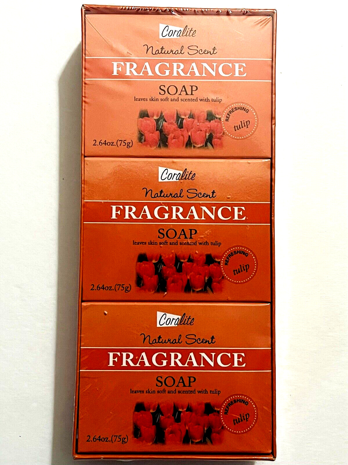 CORALITE NATURAL SCENT FRAGRANCE BAR SOAP 3-PACK REFRESHING TULIP 2.64OZ EA. VTG