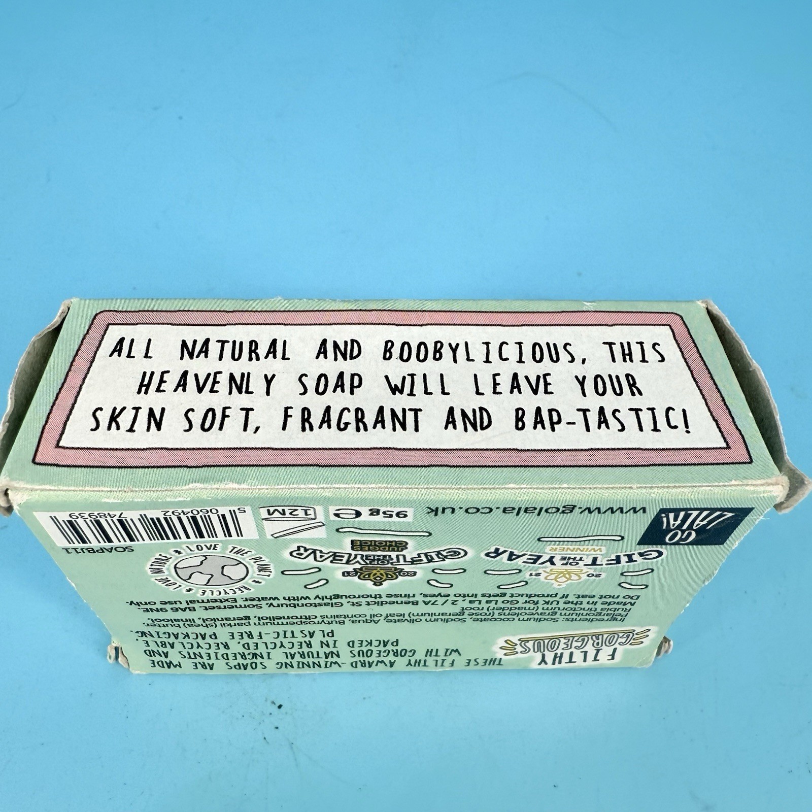 Go La La Boob Job Soap Rose Geranium Funny Gift of the Year Vegan UK