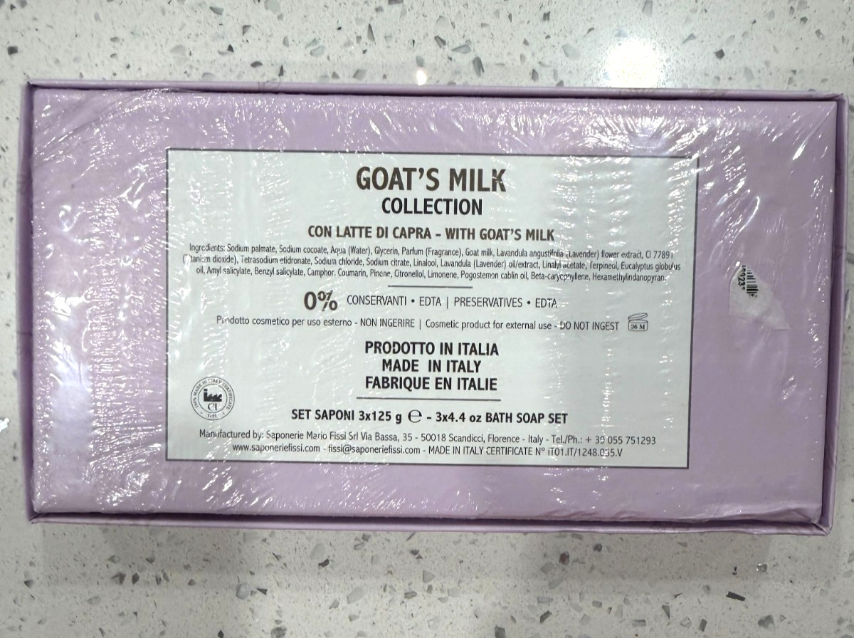 Saponerie Mari Goat’s Milk Soap Lavender Italy Set of 3x 4.4 oz 0% Preservatives