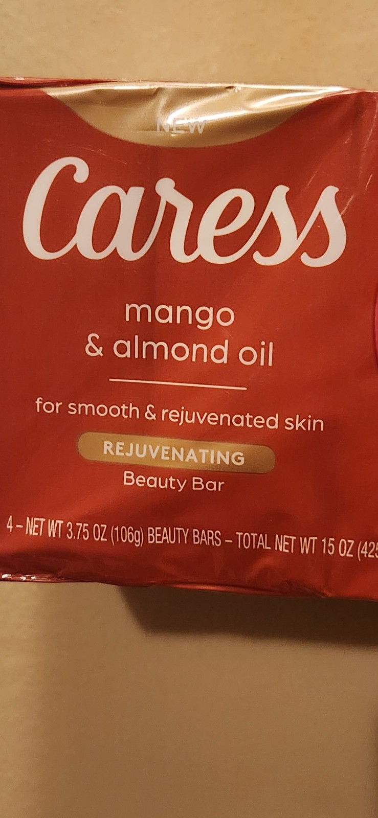 Pkg Of 4 Bars Caress Mango & Almond Oil Rejuvenating Beauty Bar Skincare