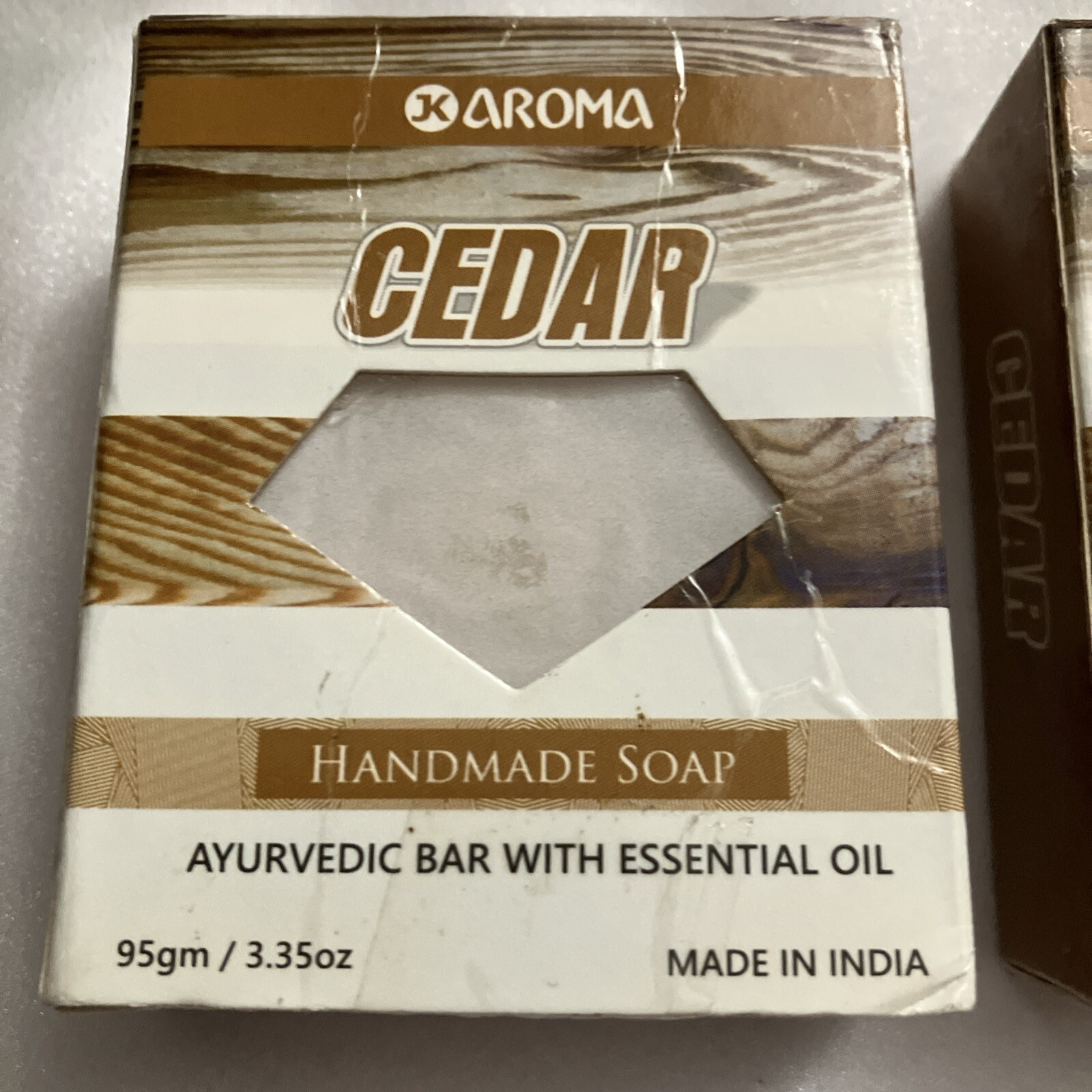 JK Aroma Soap Handmade Soap Cedar Scented RARE! 95 Gmail/3.35 oz. Bars X2