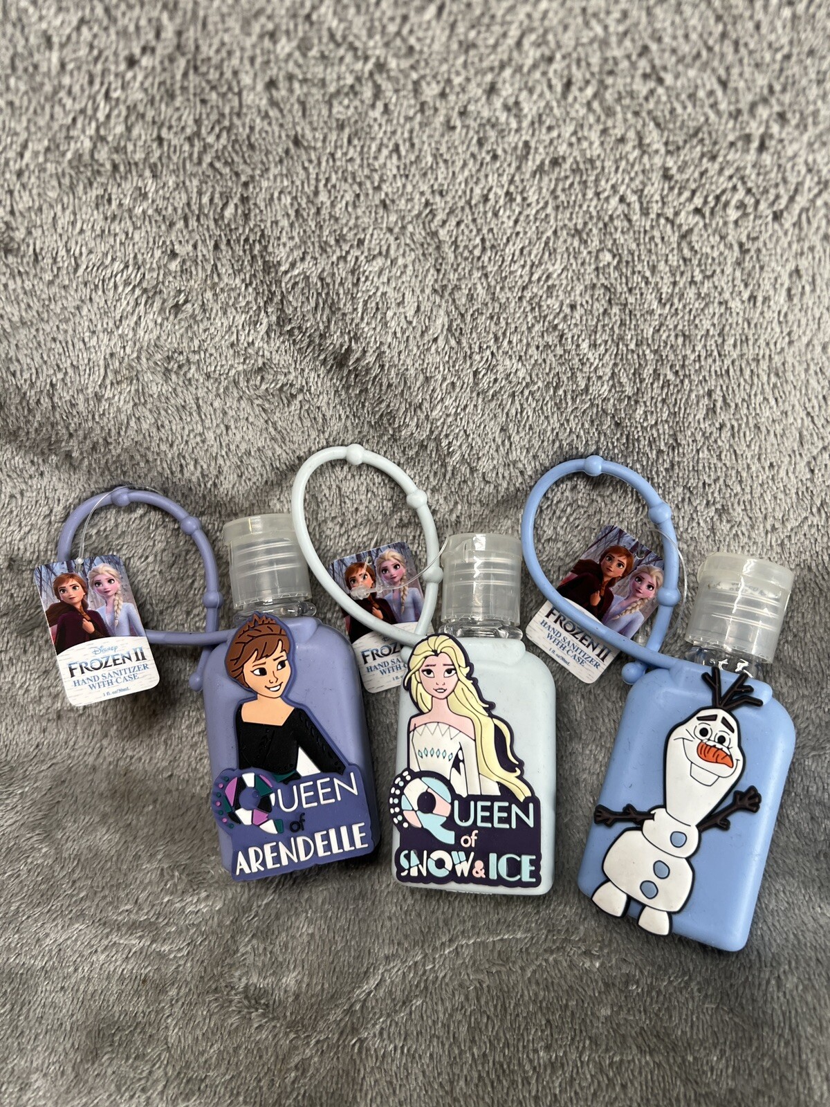 Lot Of 3 Disney Frozen II Hand Sanitizer Gel with silicon case new Backpack