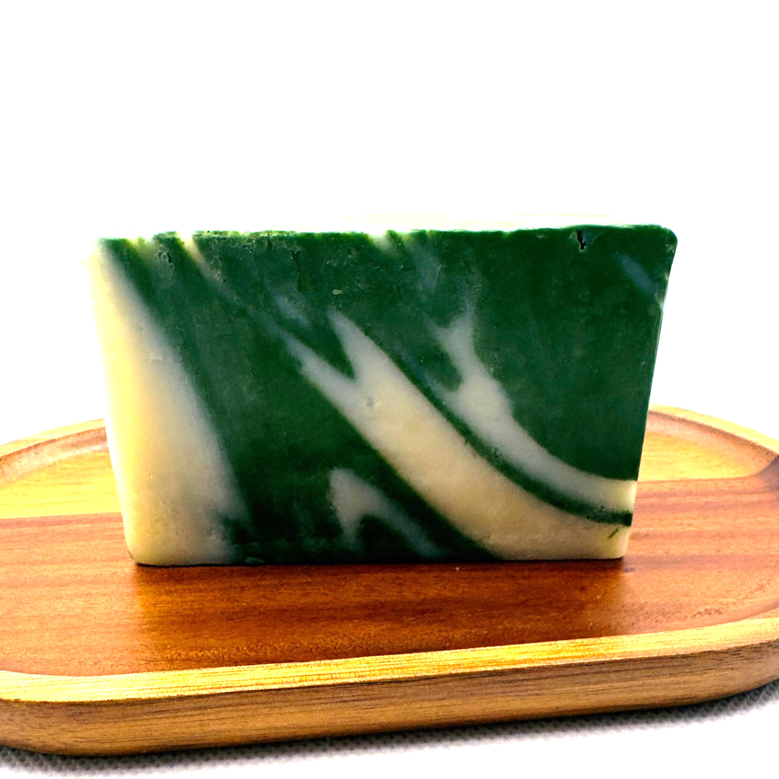 Handmade natural Soap Bar 4.8oz Green Swirl Charcoal Forest Veil Cascade scent