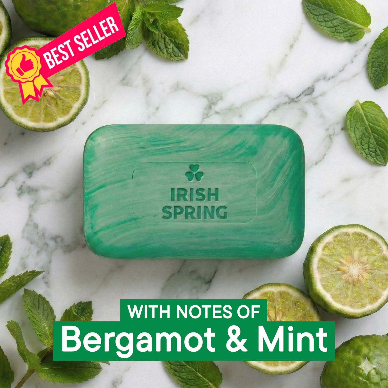 Irish Spring Bar Soap for Men, Original Clean, 3.75 Ounce (Pack of 24), Green