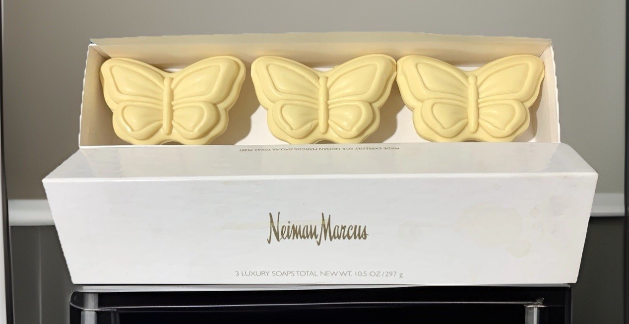 Neiman Marcus 3 Luxury Butterfly Shaped Soaps Spring Rain 10.5 Oz/297 g