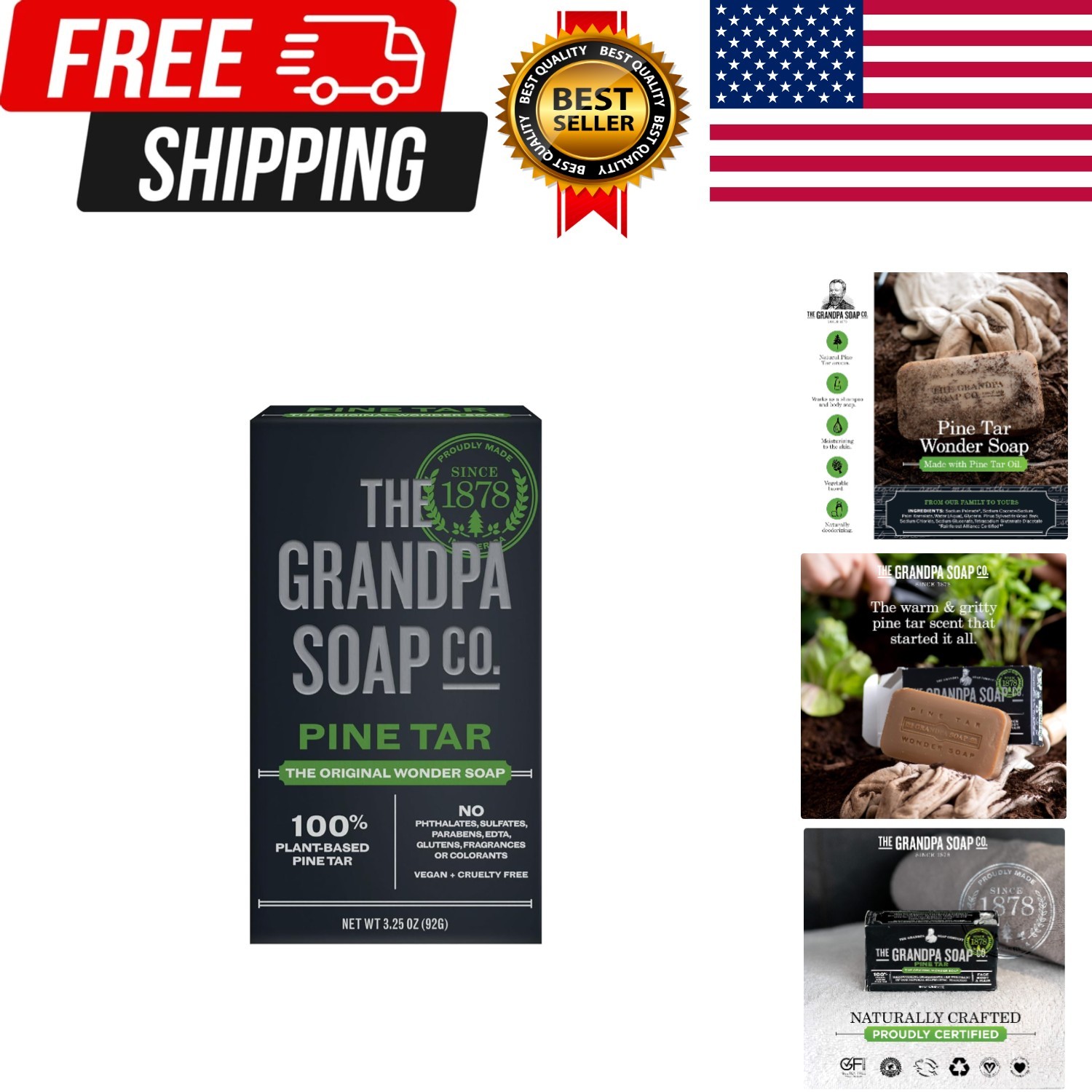 Grandpa’s Pine Tar Soap Medium Size – 3.25 oz