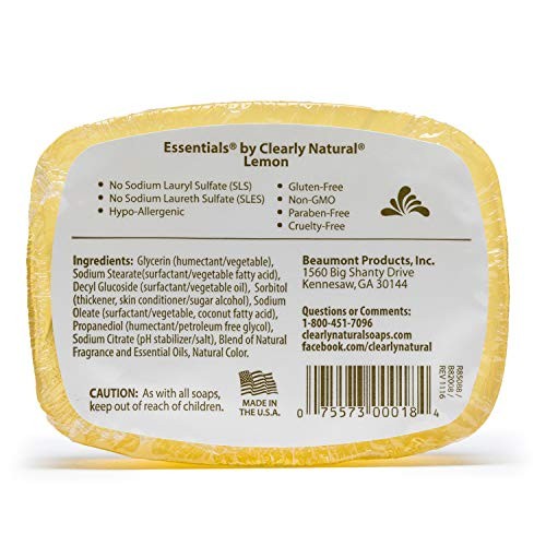 Clearly Natural Essentials Glycerin Bar Soap, 1 count (Pack of 12), Lemon