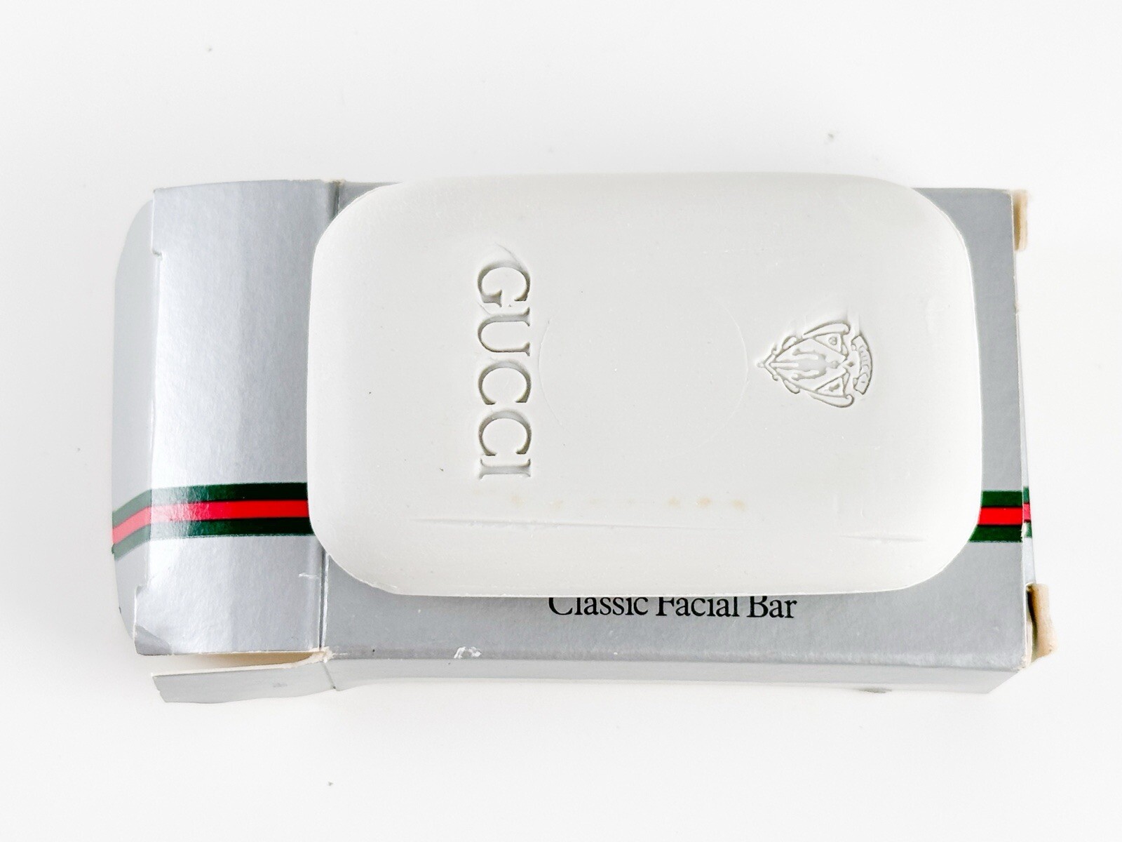 Vintage 1980s Gucci Logo Classic Facial Soap 1.6 Ounce Bar And Original Logo Box