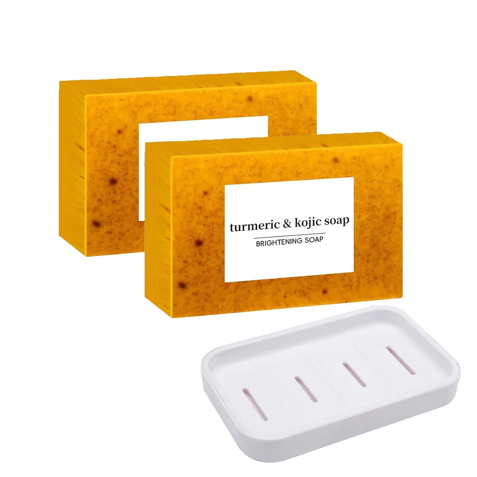 Lemon Turmeric Soap Tablets with Soap Box, Lemon Turmeric Kojic Acid Soap for Da