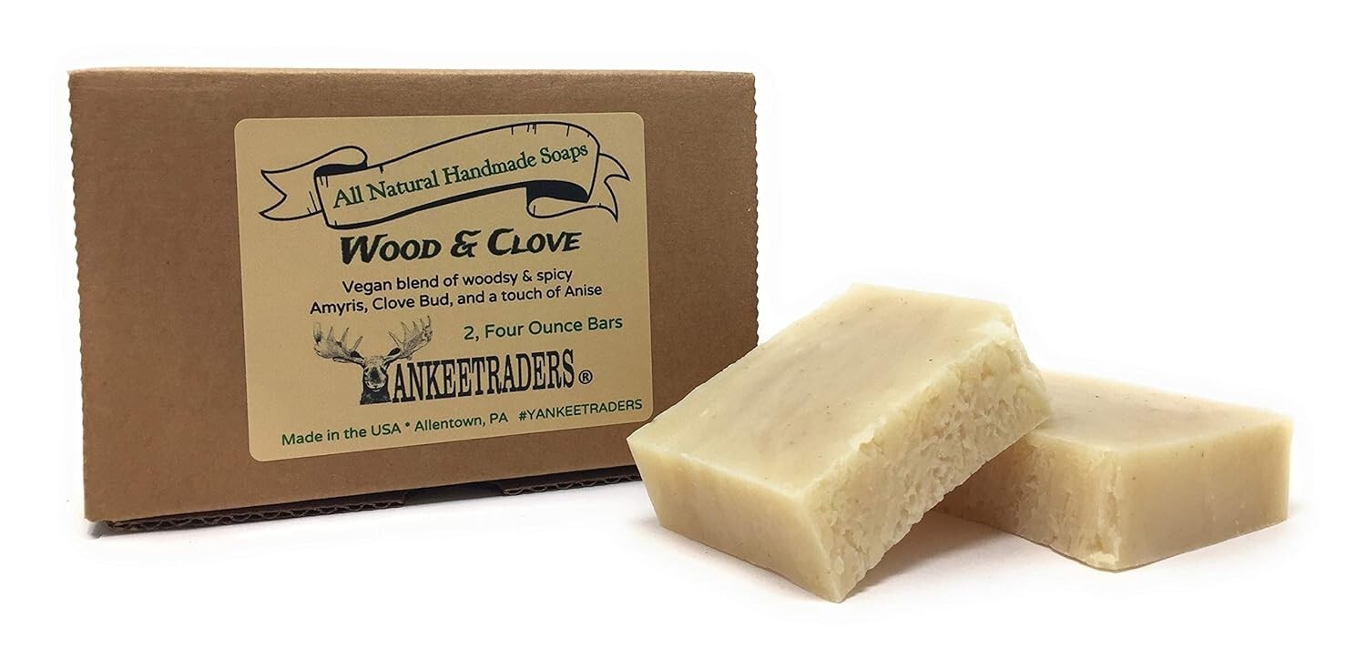 YANKEETRADERS Wood and Clove Soap – Natural, Vegan, Handmade / 2, 4 oz bars