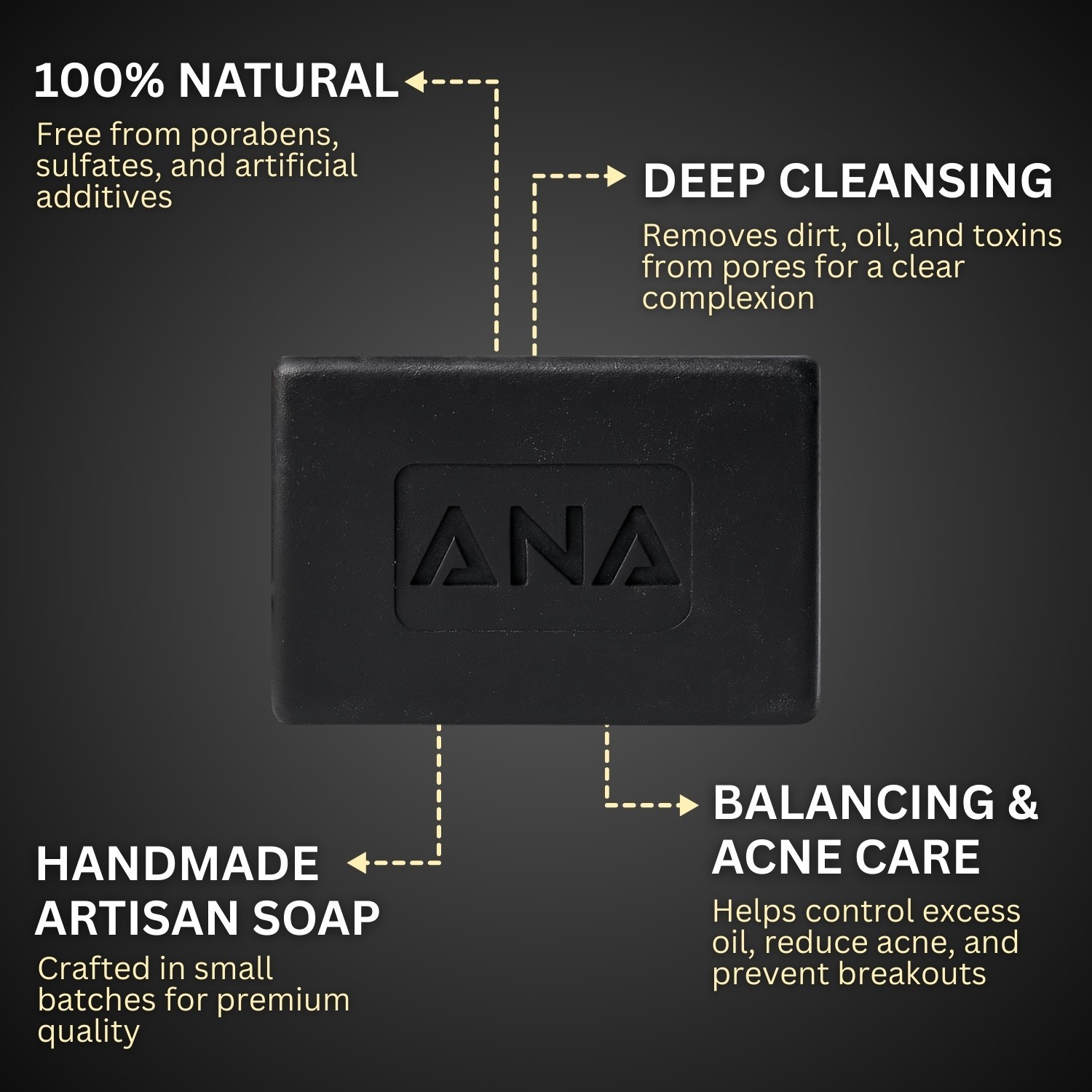 100% Natural Ingredients Handmade Charcoal Soap for Body and Face Wash Daily Use