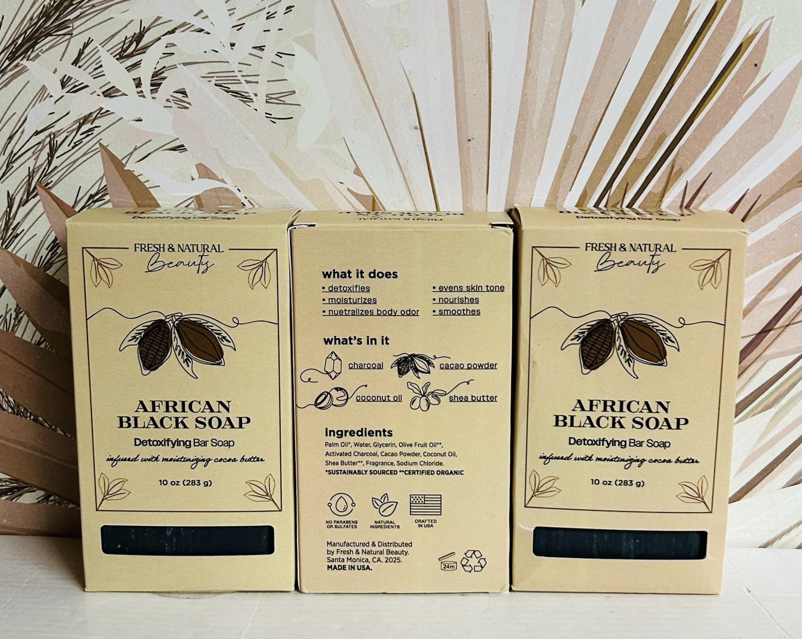 3-Pack African Black Soap Detoxifying Bar Soap 10 oz Each