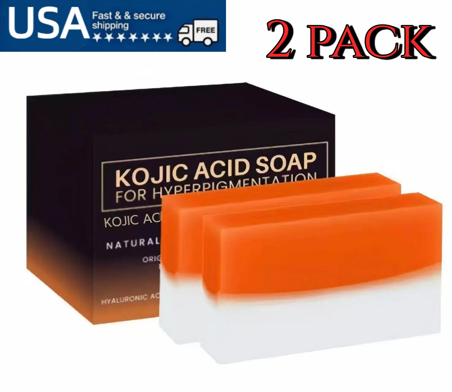 2 Pack Kojic Acid Soap Bars for Hyperpigmentation Skin Brightening US Stock