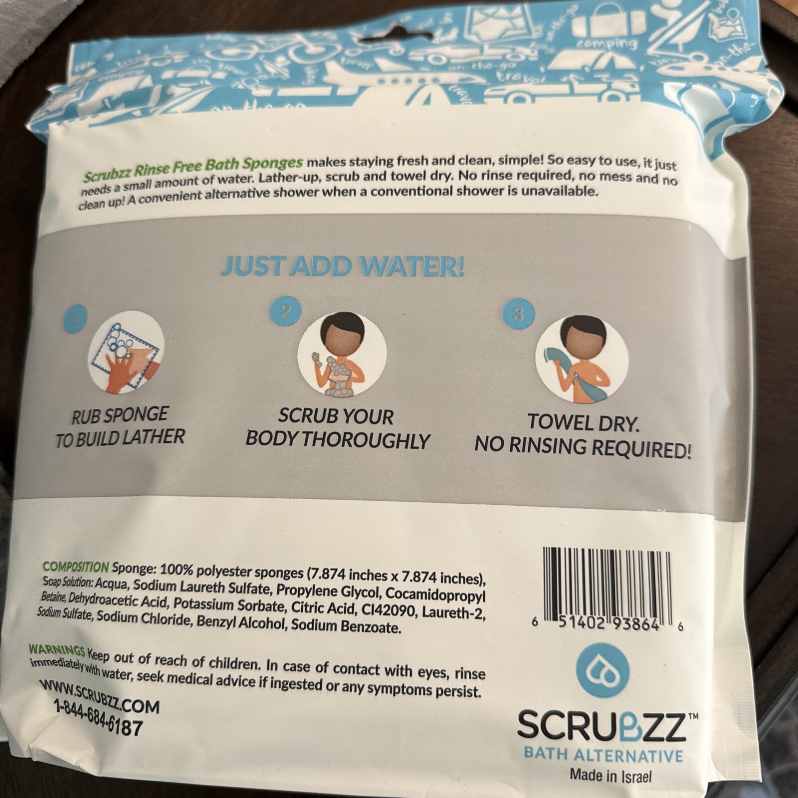 Scrubzz Disposable No Rinse Bathing Wipes – 25 Pack – All-In-1 Single Use Shower