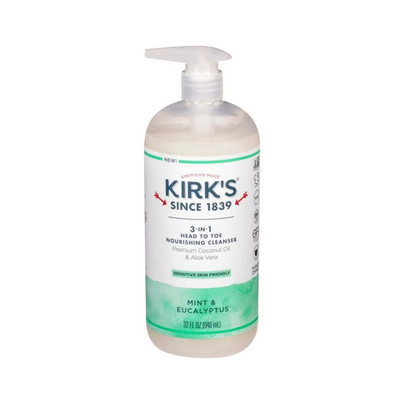 Kirks Natural 3-In-1 Head to Toe Nourishing Cleanser Mint and Eucalyptus – 32 oz