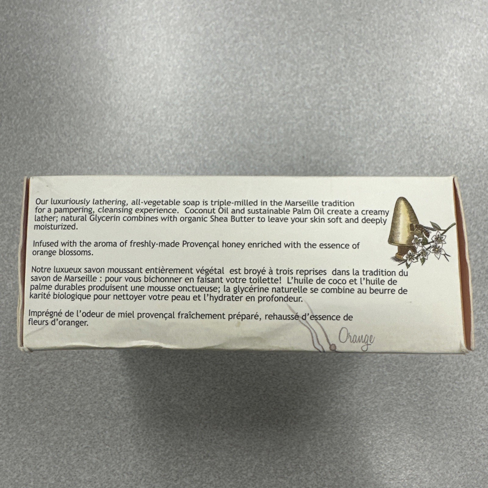 SOUTH OF FRANCE Orange Blossom Honey French Milled Oval Bar Soap 6 oz