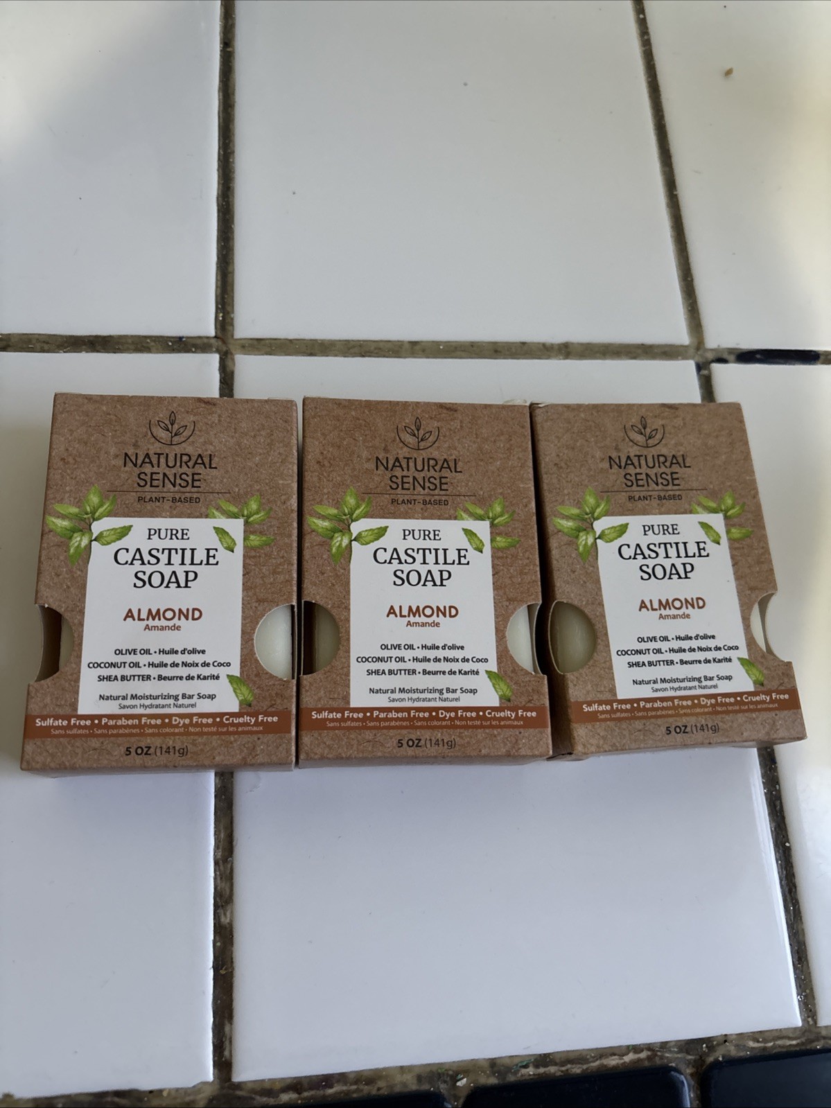 NATURAL SENSE PLANT BASED PURE CASTILE SOAP ALMOND SET OF 3