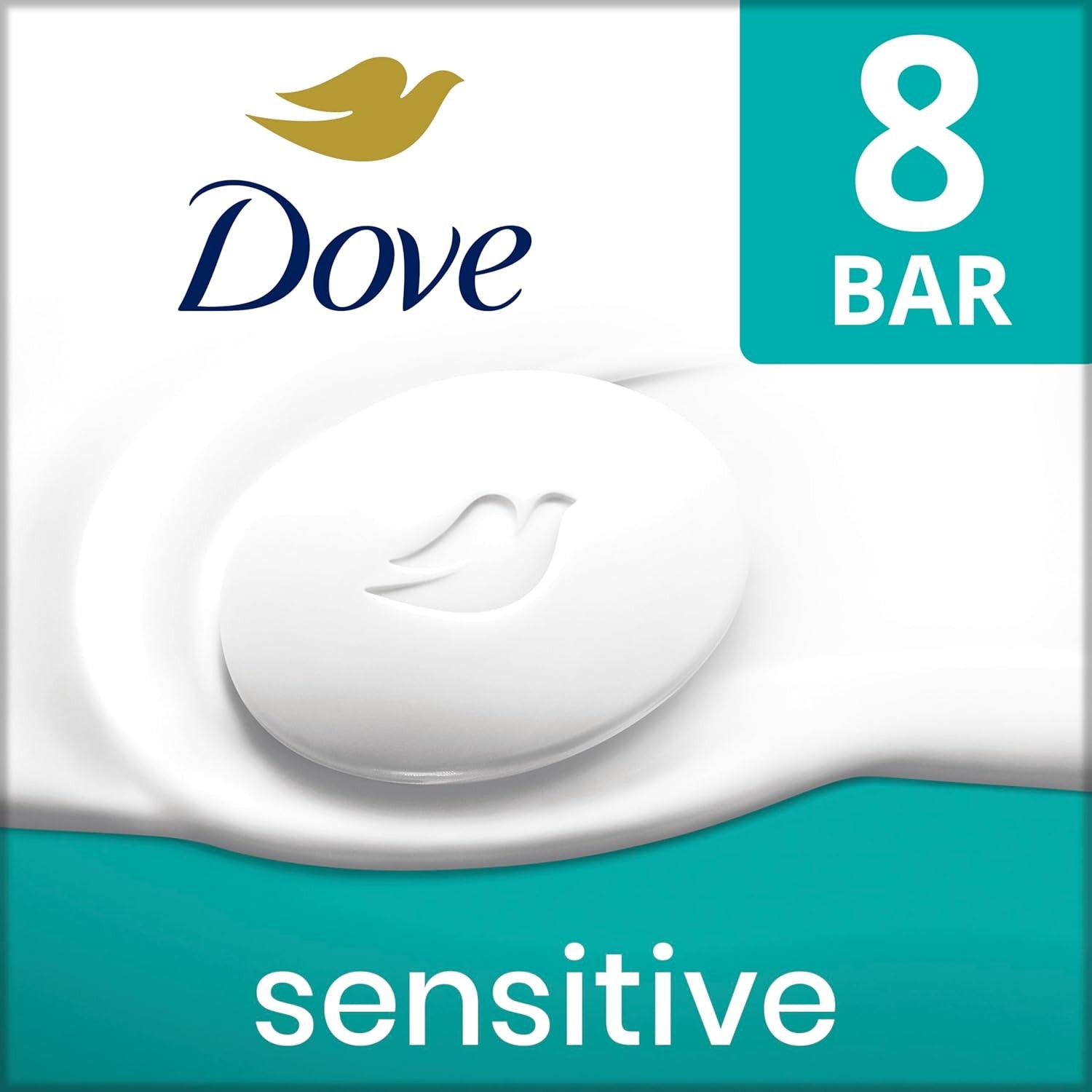 Dove Sensitive Skin Beauty Bar Soap, 8 Fragrance-Free Hypoallergenic Bars