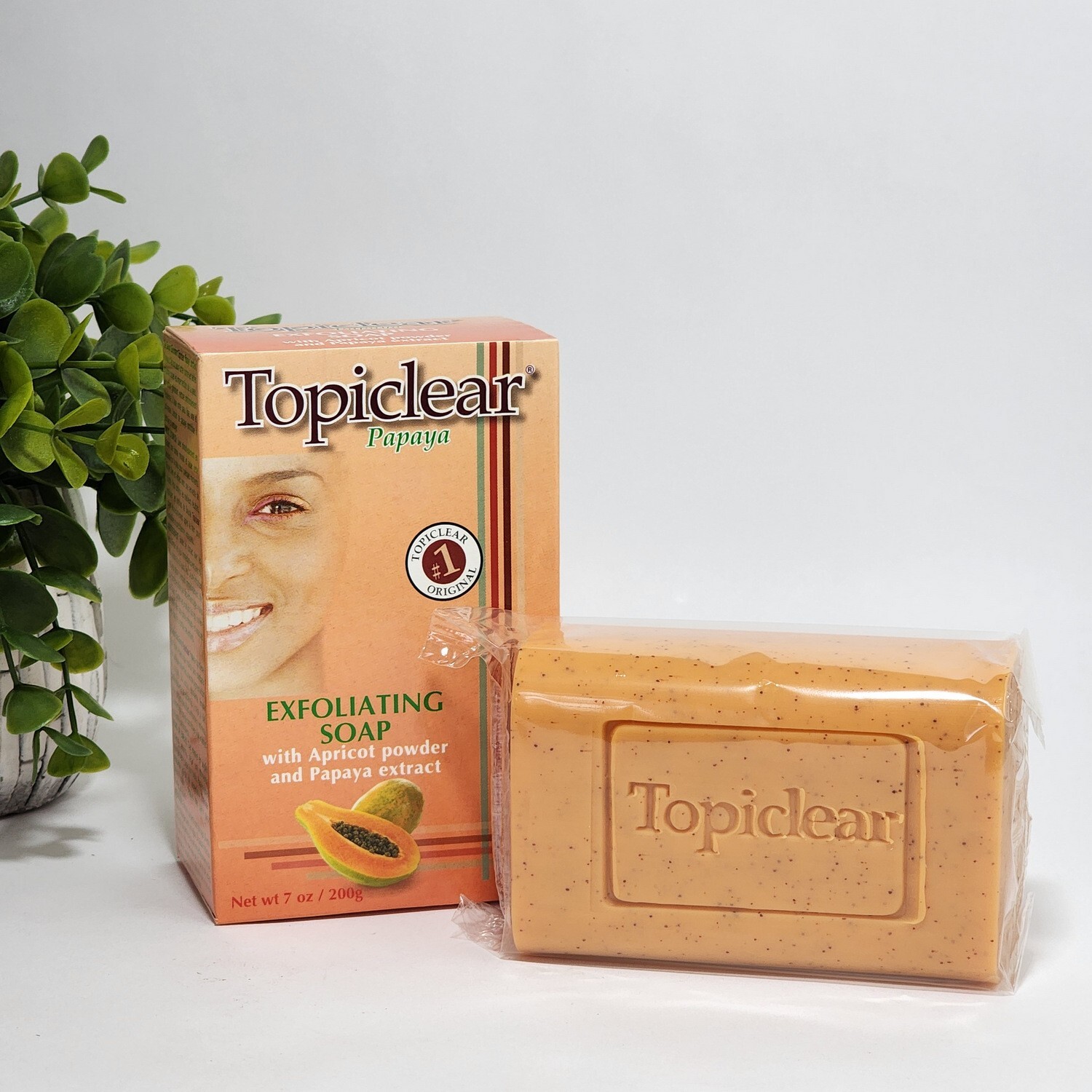 Topiclear Papaya Exfoliating Soap with Apricot Powder Jumbo Size 7 oz / 200 g