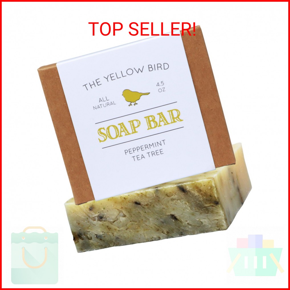 The Yellow Bird Peppermint Tea Tree Soap Bar. Made In USA with All Natural & Org