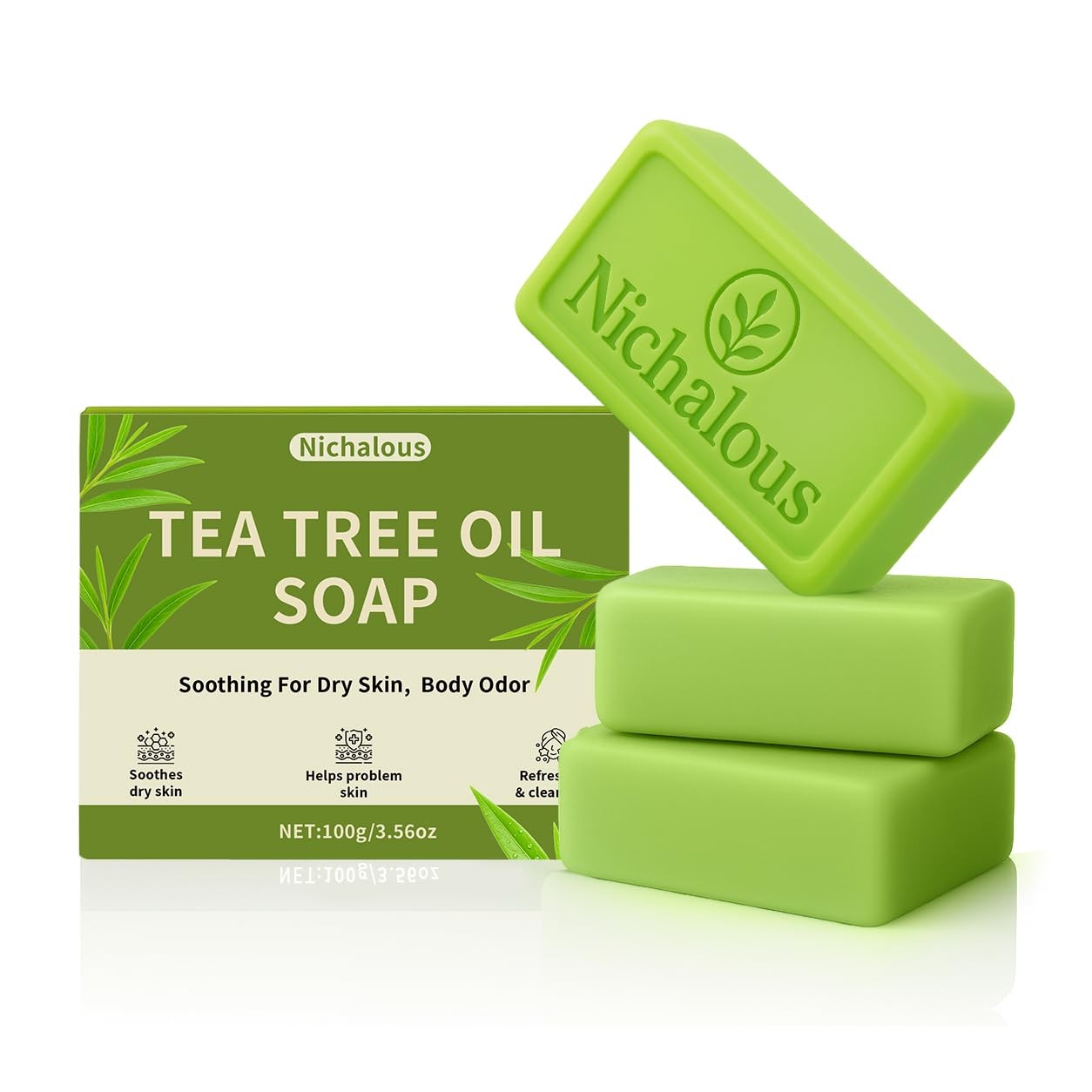 Nichalous 3PCS Tea Tree Soap, Relief Soap 1.18 Ounce (Pack of 3)