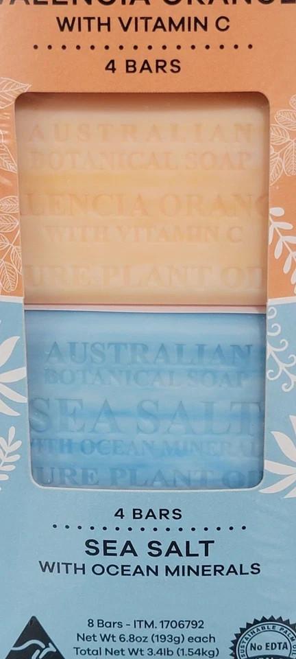 Australian Botanical Soap 8 Bars Valencia Orange Vitamin C Sea Salt Sealed Rare