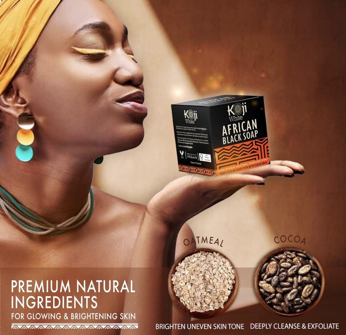 2-Pack Natural Vegan African Black Bar Soap Cleansing And Moisturizing 2.82oz