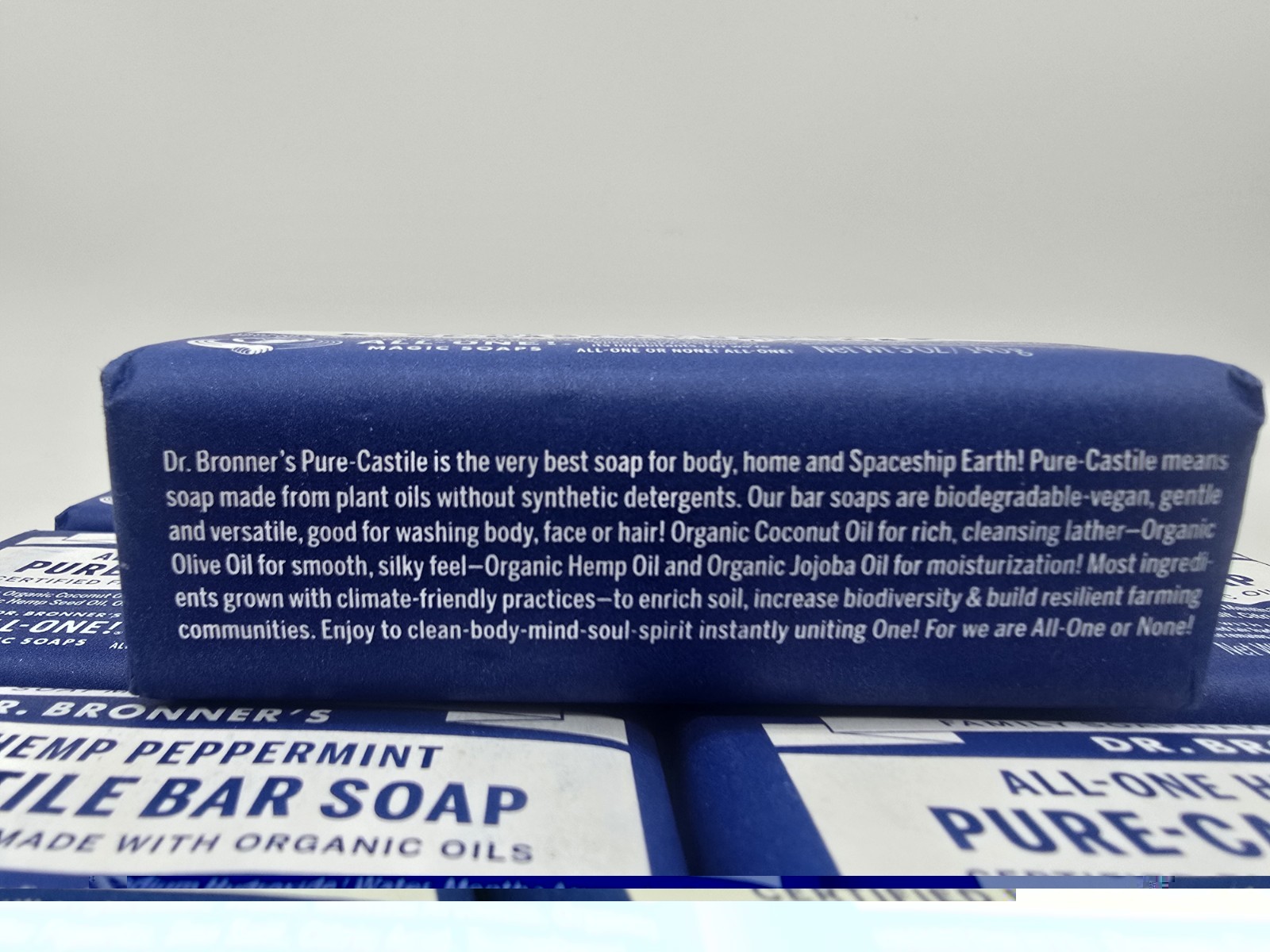 7 BARS Dr. Bronner’s Organic All-One Pure-Castile Bar Soap, Hemp Peppermint 5oz