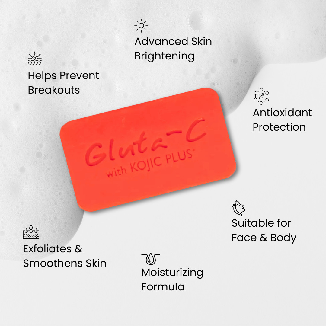 Gluta-C with Vitamins, Glutathione, & Kojic Plus Face and Body Soap, 60g x 1 Bar