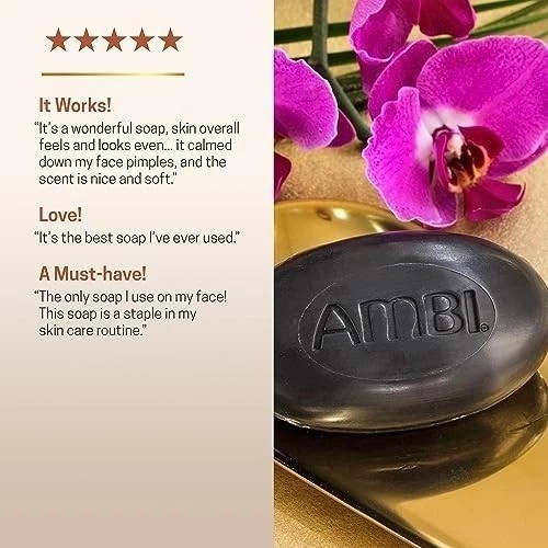 3 Pack Ambi Black Soap Cleansing Bar with Shea Butter Vit E for Oily Skin 5.3 OZ