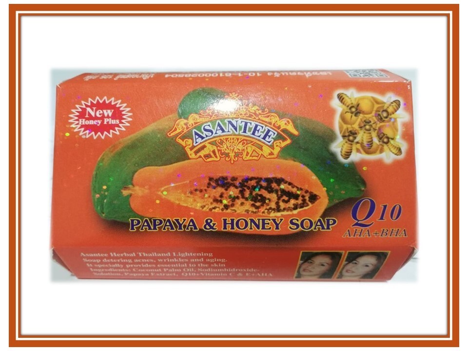 Asantee Papaya & Honey Thai Herbal Soap Bar Anti Acne Whitening Skin Care 125g