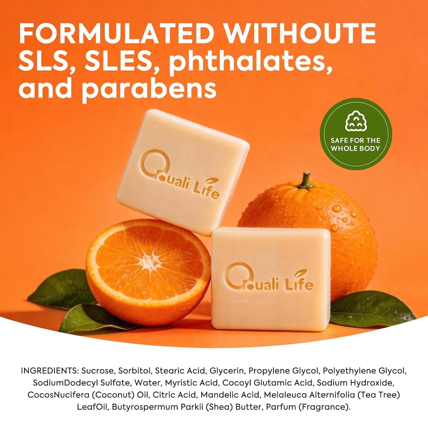 Acidified Cleansing Bar Soap – Natural Deodorant for Odor Elimination, 3 Pack