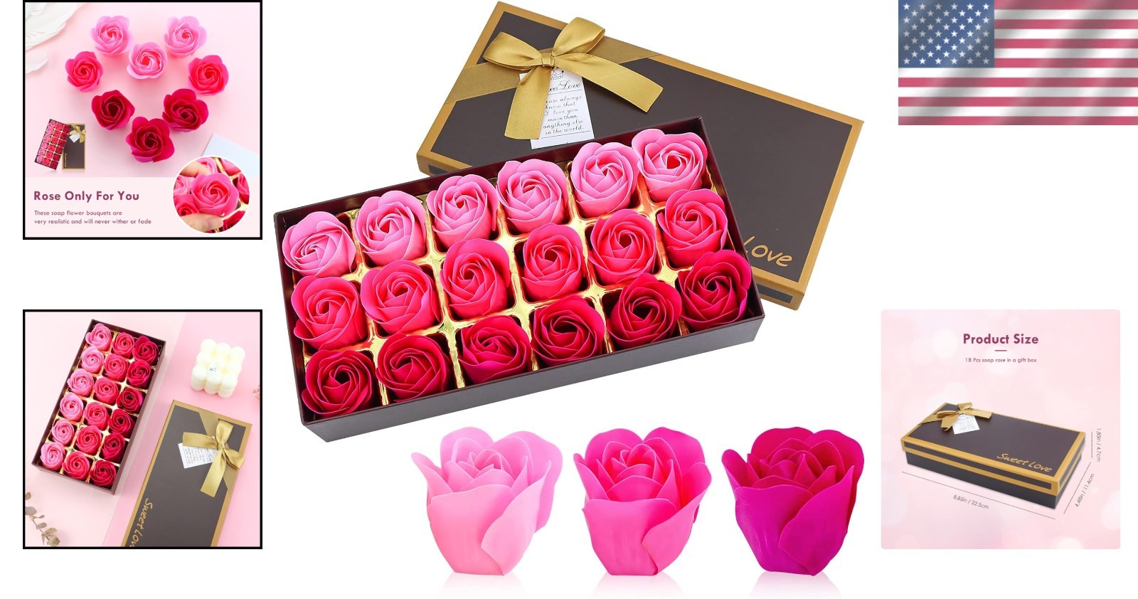 Floral Scented Bath Soap – 18 Rose-Shaped Petals Gift Set for Women & Teens