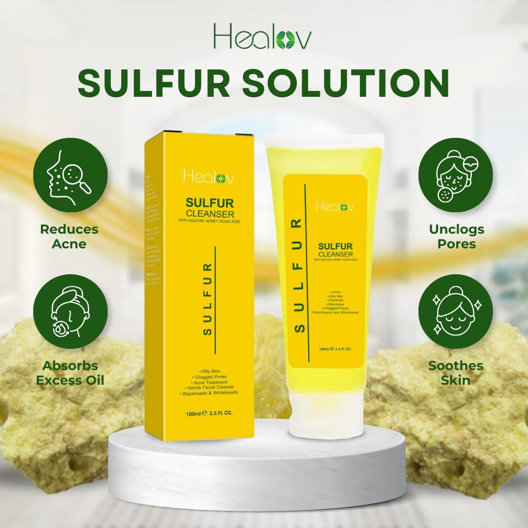 Sulfur Soap – Sulfur Face & Body Wash for Acne – Sulphur Exfoliating Facial Clea