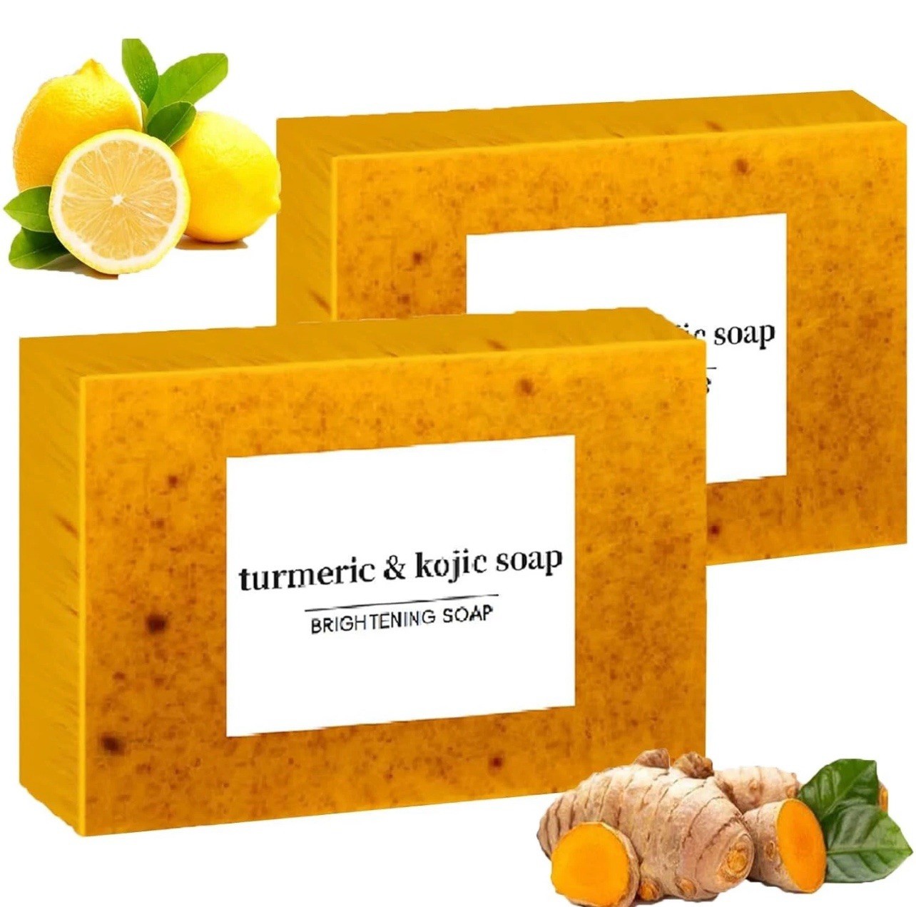 2set/Tumeric Lemon + Kojic Acid Soap Skin Whitening Dark Spot 3.53oz