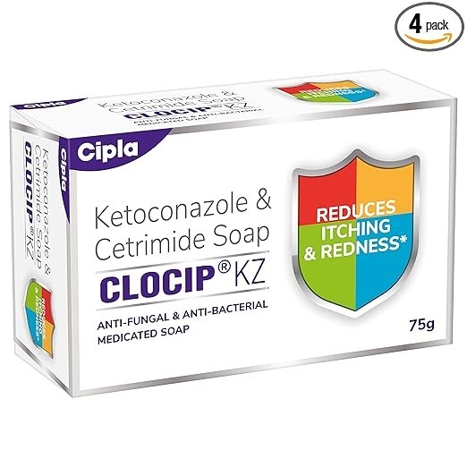 Clocip KZ Soap Pack of 4 Antifungal Itching Relief Medicated Grade 1 Soap