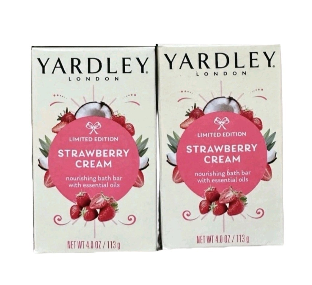 § YARDLEY (2-BARS) 4 Oz. 🍓🫧 ●STRAWBERRY CREAM● 🍓🥥 ≈NOURISHING≈ Bath 🫧 Bars.