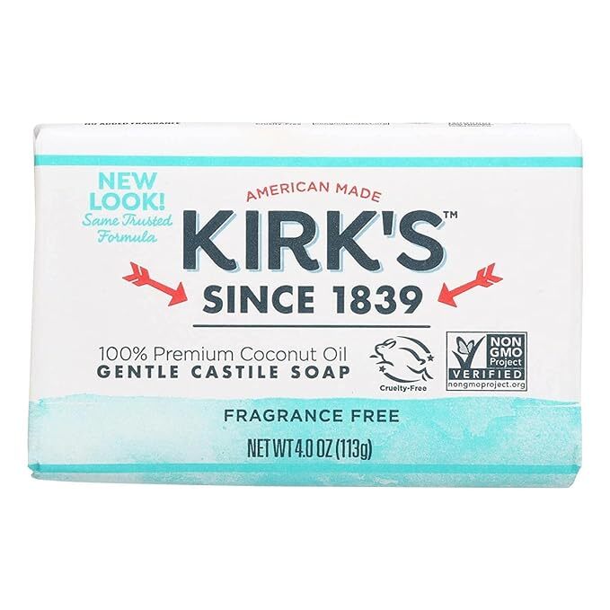 Kirk’s Original Coco Castile Soap Fragrance Free 4 oz pack of 12 Free Shipping