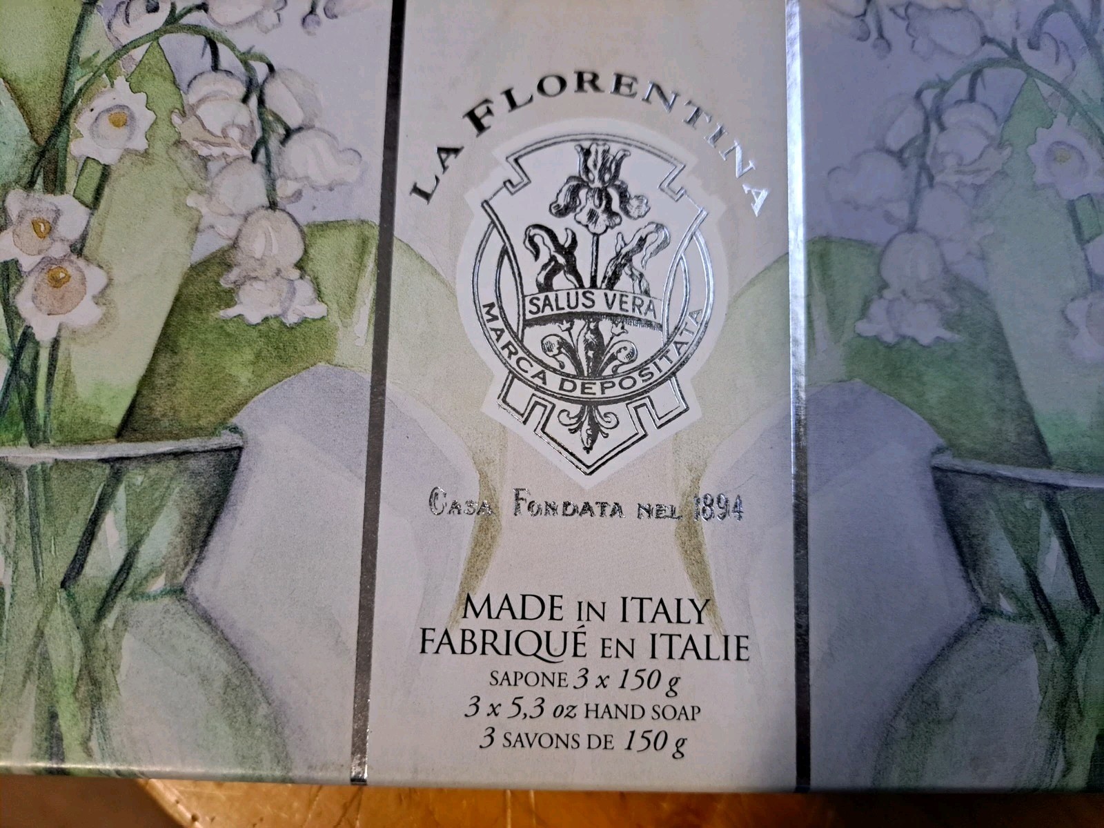 La Florentina 3 pack Lily of the Valley Bar Hand Bath Soap 5.3 oz Made in Italy