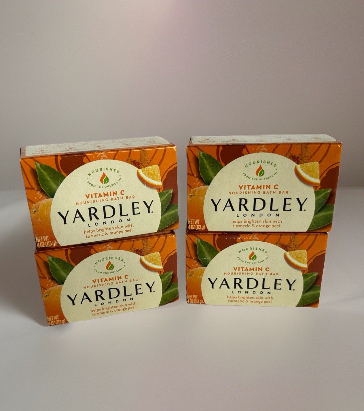 4x Yardley London Vitamin C Bath Bar Turmeric Orange Peel Soap 4oz Each