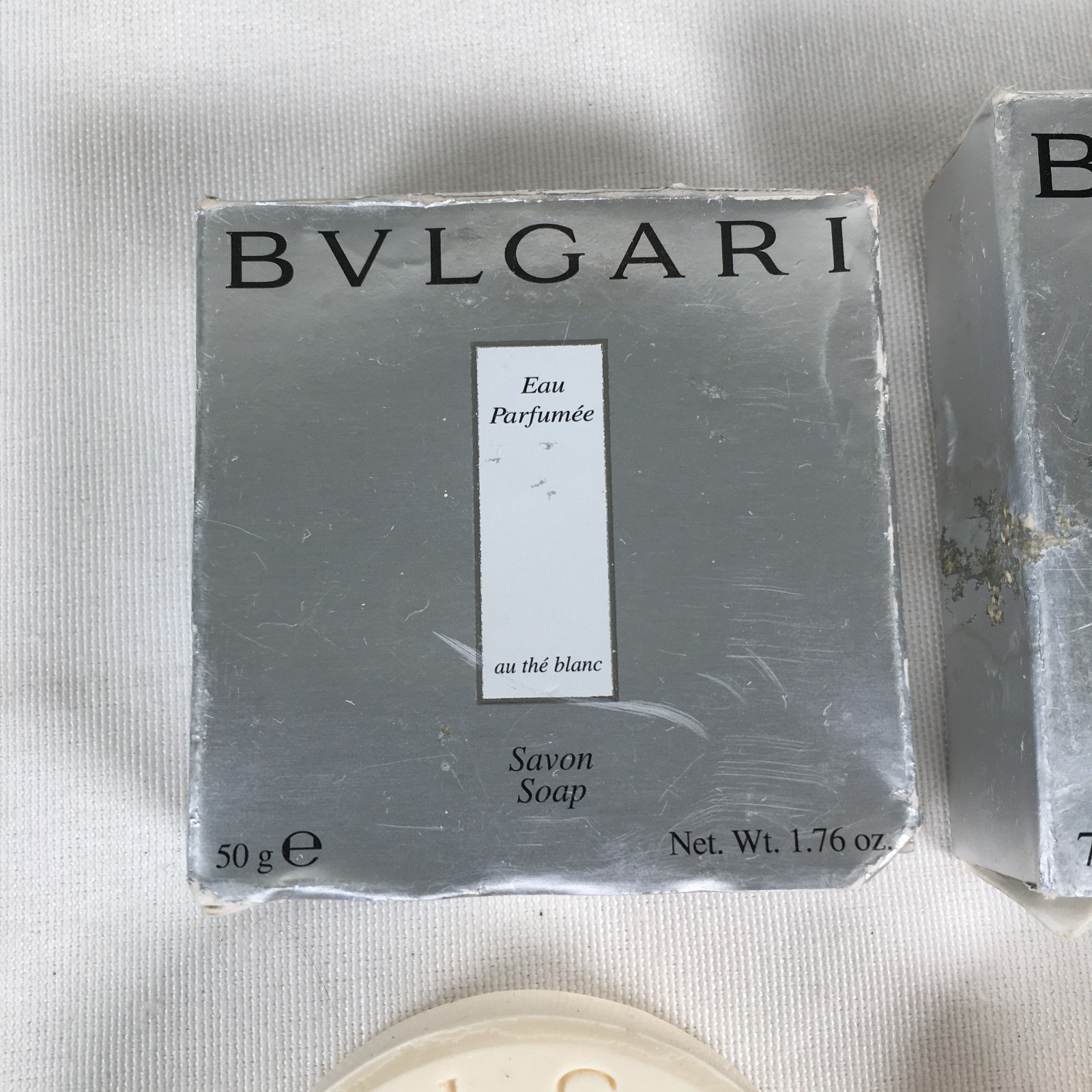 Lot of 2 Bvlgari Eau Parfumee au the Blanc Savon Soap 2.6oz & 1.76oz