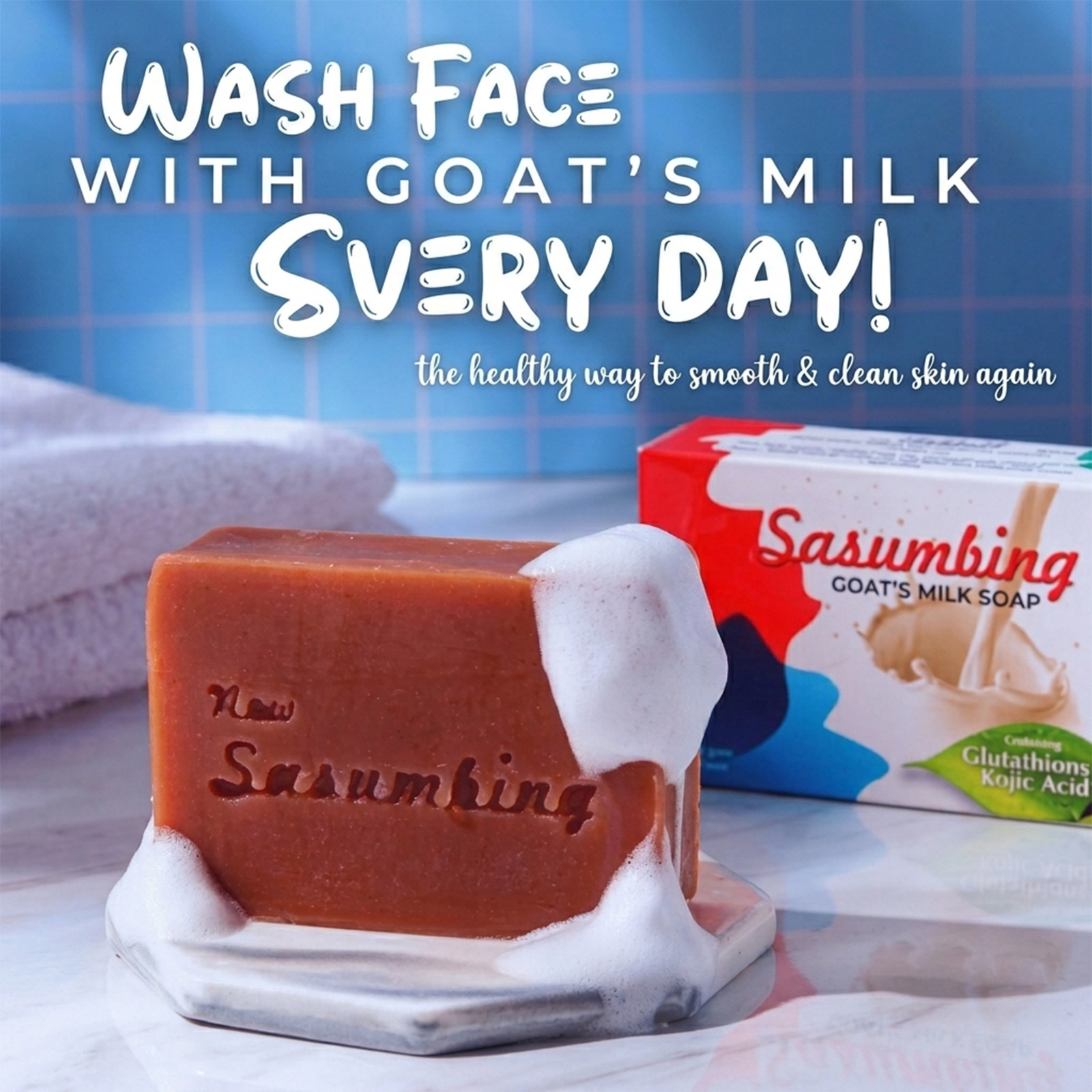 3Pcs Sasumbing Original Goat Milk Soap BPOM Certified Official Whitening Bar