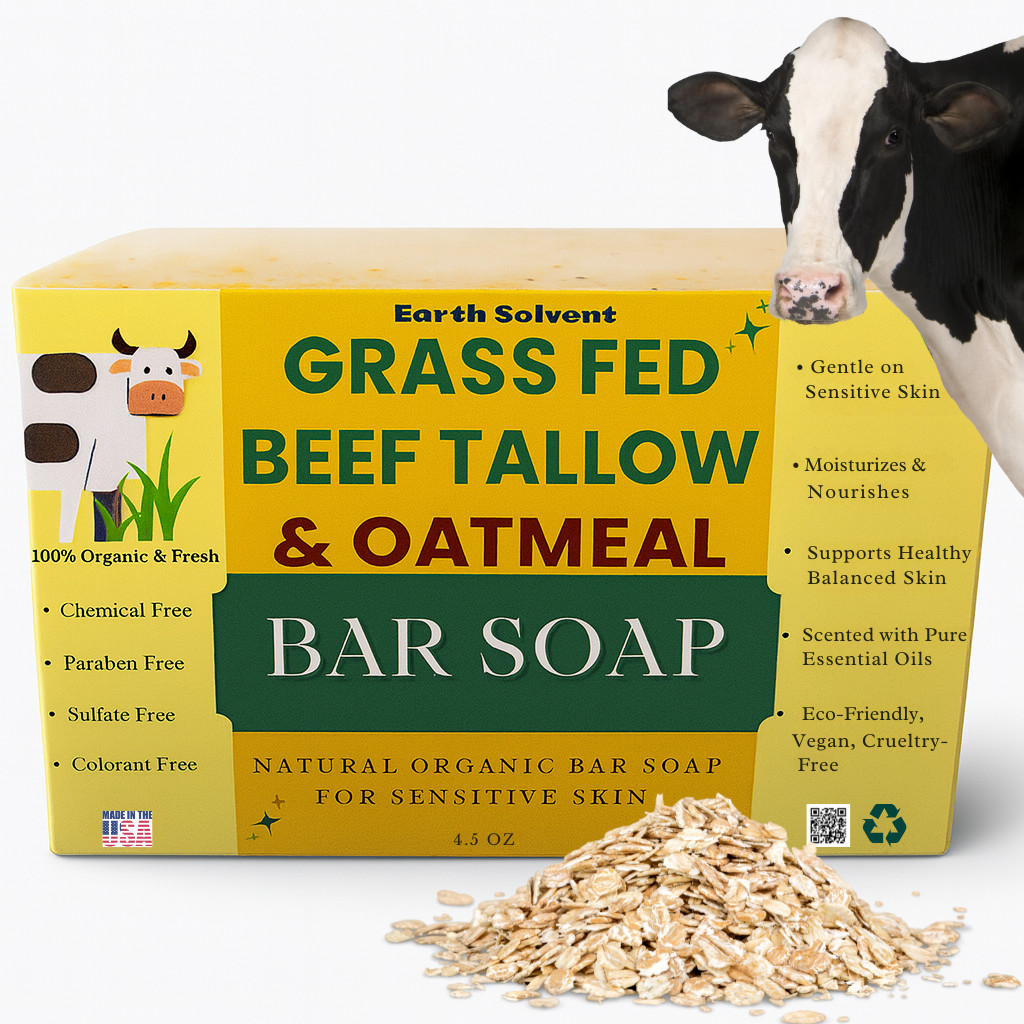 All Natural Grass Fed Beef Tallow Soap & Oatmeal Moisturizing Bar Sensitive Skin