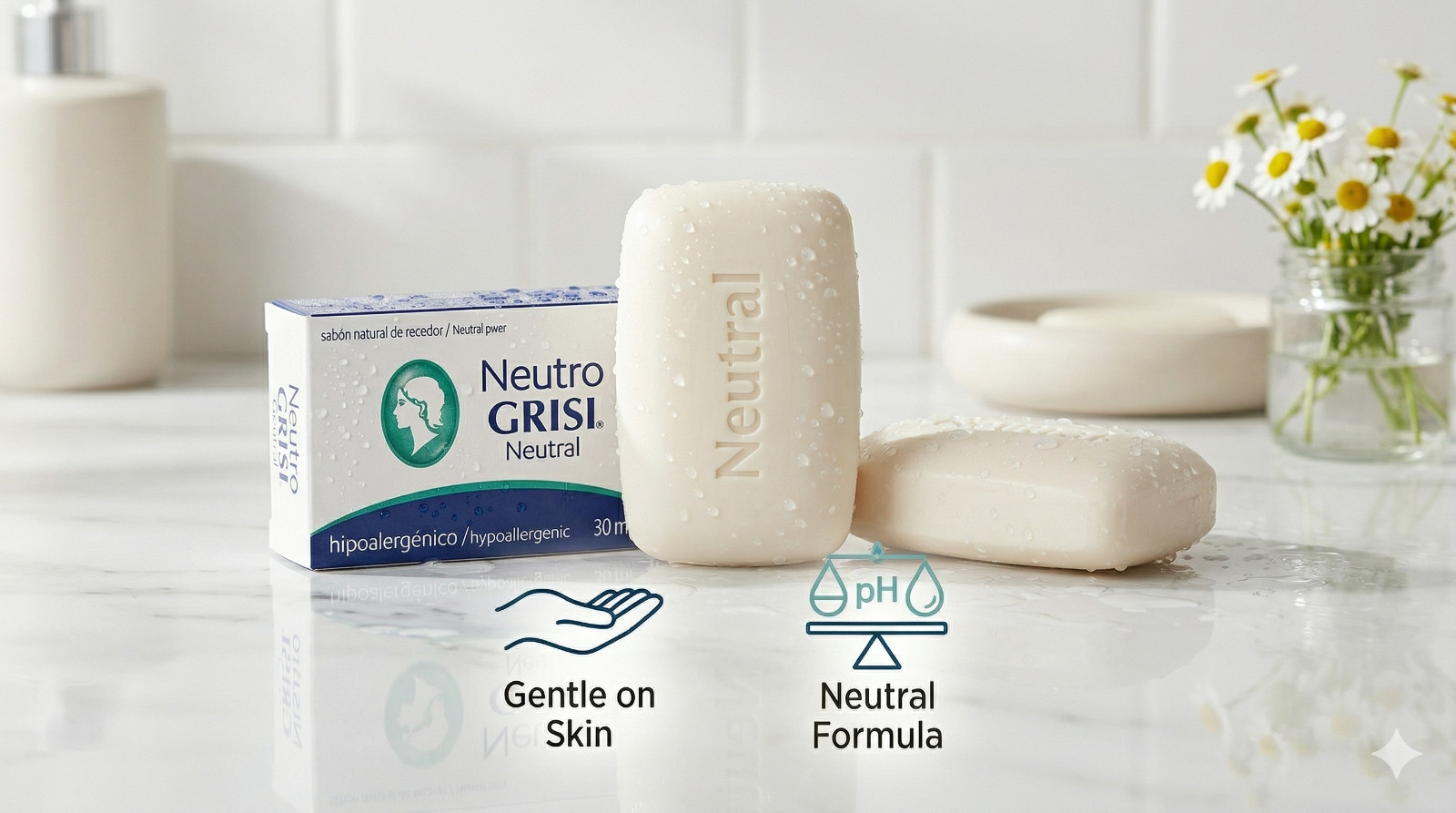 Neutral Soap Bars 3.5oz 6 Pack Gentle Skin Cleansing Bath Soap Grisi